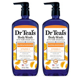 Dr Teal's Body Wash bottle on a bathroom shelf for a refreshing cleanse.