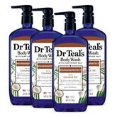 Dr Teal's body wash with Pure Epsom Salt bottle highlighting soothing potential