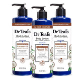 Dr Teal's coconut oil body lotion pack of 3 bottles for hydration.