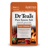 Dr Teal's Cozy Fireside Epsom Salt bottle for relaxing bath.