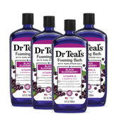 Dr Teal's elderberry foaming bath bottle with a soothing scent for a calming soak.