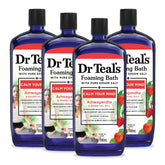 Dr Teal's Foaming Bath with Ashwagandha bottle for calm mind and relaxation.