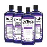 Dr Teal's foaming bath with lavender bubbles for relaxing ambience.