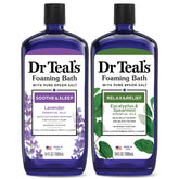 Dr Teal's foaming bath lavender-eucalyptus bottle for calming evenings.