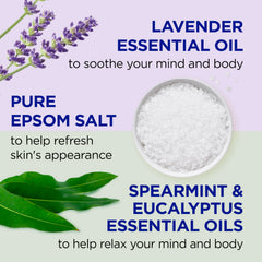 Dr Teal's lavender-eucalyptus closeup shows gentle cleansing bubbles.