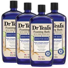 Dr Teal's sensitive skin foaming bath bottle for gentle cleansing and calm soak.
