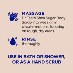 Dr Teal's almond oil and shea butter ingredients nourish skin.