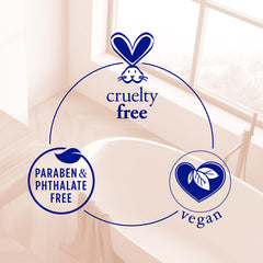 Macadamia oil detail from Dr Teal's scrub emphasizes nourishing skin.