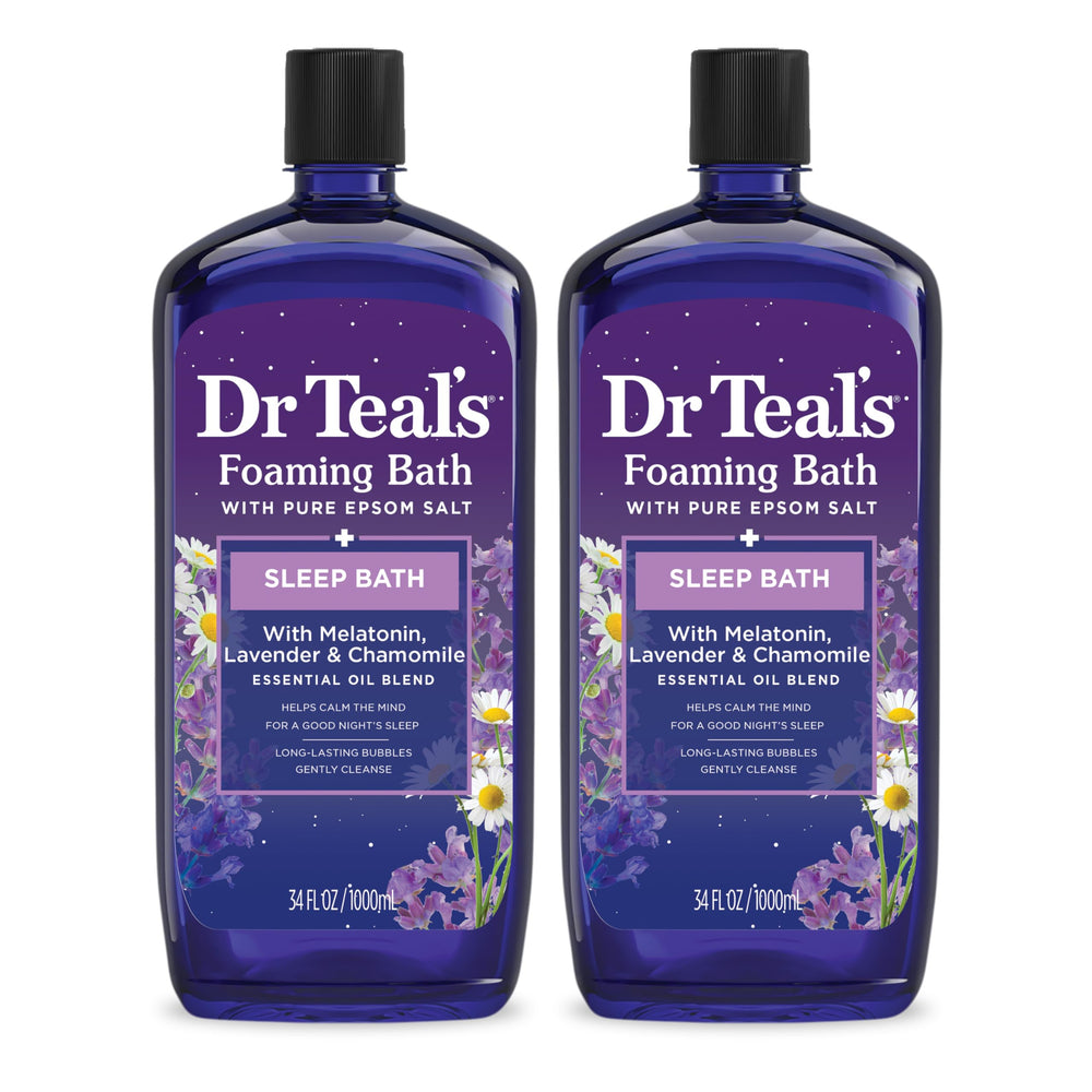 Dr Teal's Sleep Bath bottle shown for a calming nighttime ritual
