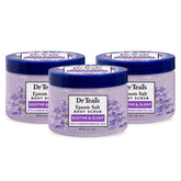 Dr Teal's Soothe & Sleep scrub texture close-up shows gentle exfoliation and hydration.