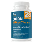 Dr. Tobias Colon Cleanse bottle pouring capsules for gentle detox support.