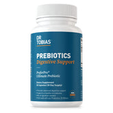 Dr. Tobias Prebiotics bottle label highlighting gut health and digestion support.