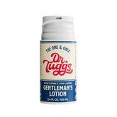Dr. Tuggs Gentleman’s Lotion bottle on shelf delivering a smooth, long-lasting glide.