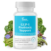 DR VITAMIN SOLUTIONS GLP-1 probiotic cap closeup promoting fullness cues.