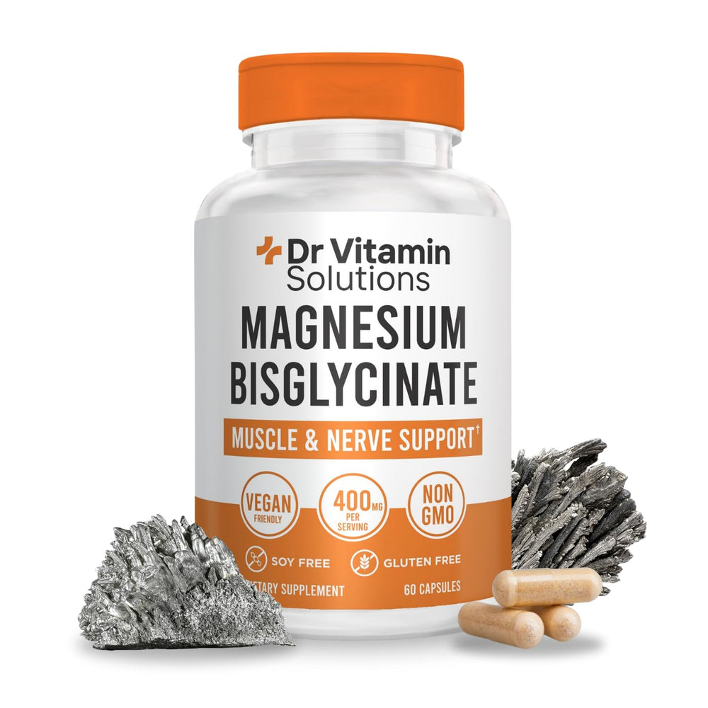 DR VITAMIN SOLUTIONS Magnesium Glycinate 400mg bottle front for high-absorption calm support