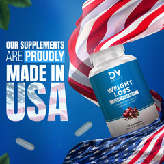 Dr Vitz fat burner capsules being poured to illustrate metabolism boost.