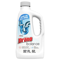 Drano Balance bottle pour into sink to unclog quickly.