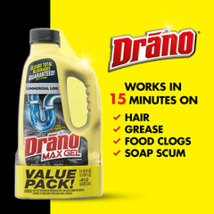 Drano Max Gel standing water action drives gel to the clog.