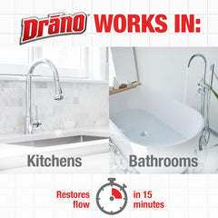 Drano Max Gel standing-water action demonstrates gel's ability to penetrate and clear clogs.