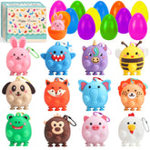 DREACAREFT Easter eggs with animal pop toys in bright colors for festive hunts and play