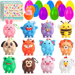 DREACAREFT Easter eggs with animal pop toys in bright colors for festive hunts and play