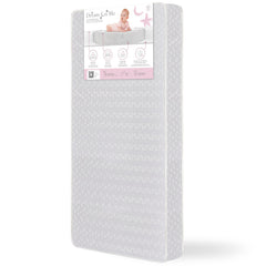 Dream On Me Honeycomb orthopedic mattress closeup of waterproof cover and easy-clean surface