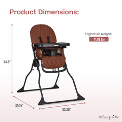 Dream On Me Snack and Stow Highchair is lightweight for easy moving between rooms.