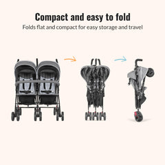 Dream On Me Volgo Twin Stroller 5-point harness for secure seating.