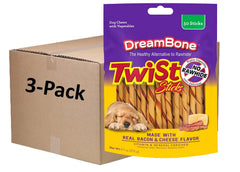 DreamBone Twist Sticks real bacon cheese flavor—crisp bite for dogs.