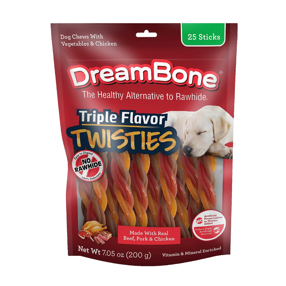 DreamBone Twisties rawhide-free chew, a tasty alternative for dogs.