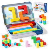Dreamon 52pc magnetic blocks in a metal tin for travel storage.