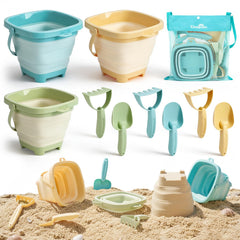 Dreamon beach toy 3-pack collapsible buckets for easy sandcastle setup