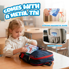 Dreamon travel play base on car seats provides a stable surface for imaginative play.