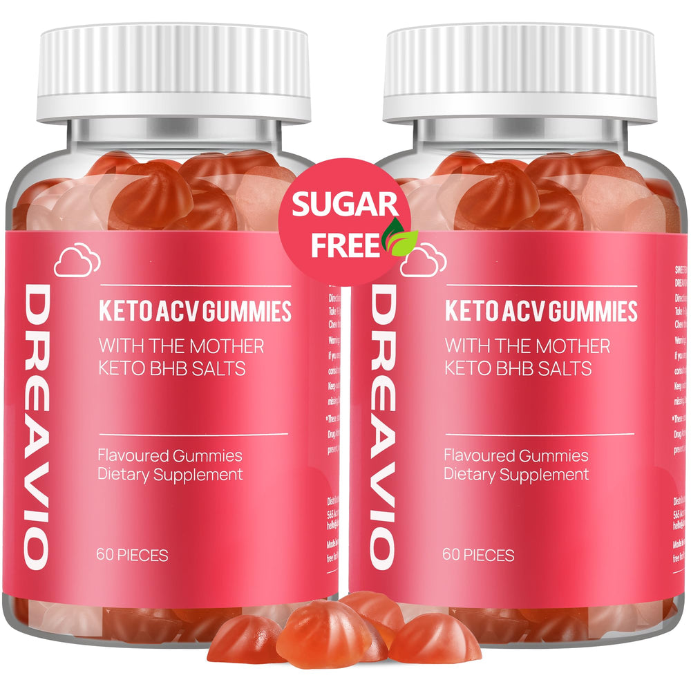 DREAVIO Keto ACV Gummies bottle highlights 1000 mg ACV for energy