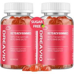 DREAVIO Keto ACV Gummies bottle highlights 1000 mg ACV for energy