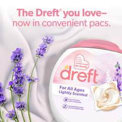 Dreft Laundry Pacs packaging closeup highlights hypoallergenic formulation