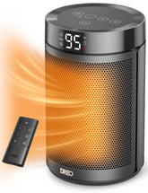 DREO space heater front view showing compact design for home or office warmth
