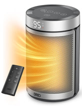 DREO space heater front view highlights compact warmth for quick room heating.