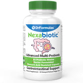 DrFormulas Nexabiotic 23 bottle showing 17.25B CFUs in delayed-release capsules.