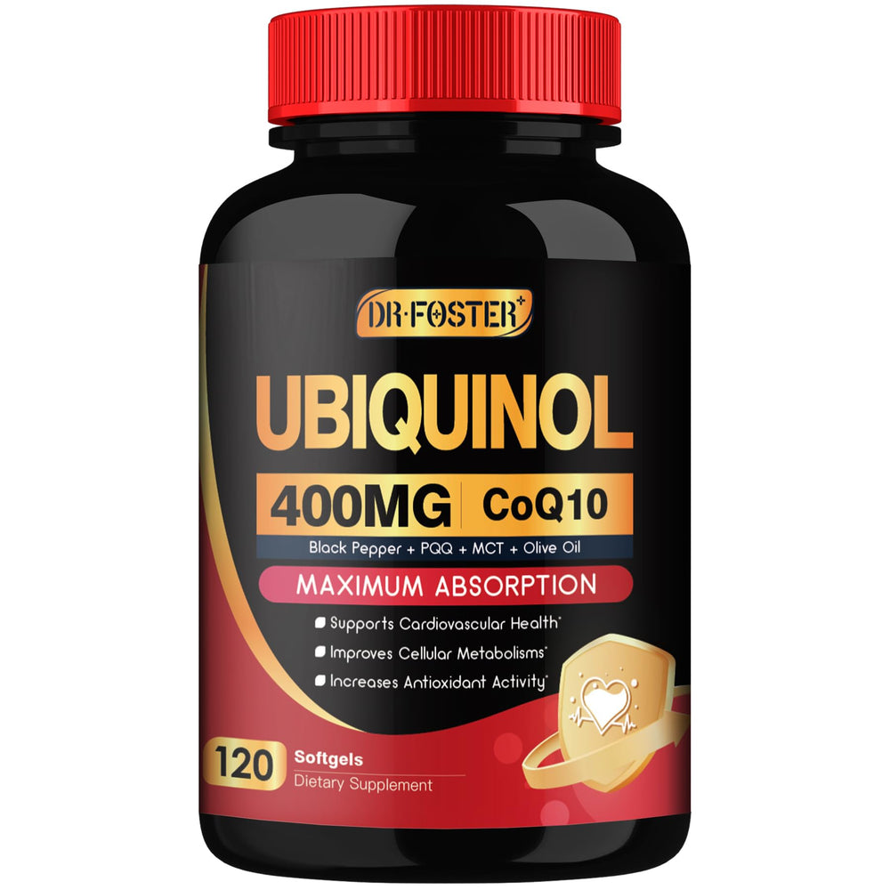 DRFOSTER CoQ10 softgels bottle ready for daily heart support and energy