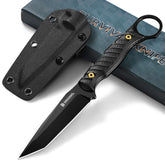 DRGSKL Tanto knife with geometric blade enhances piercing and cutting precision.