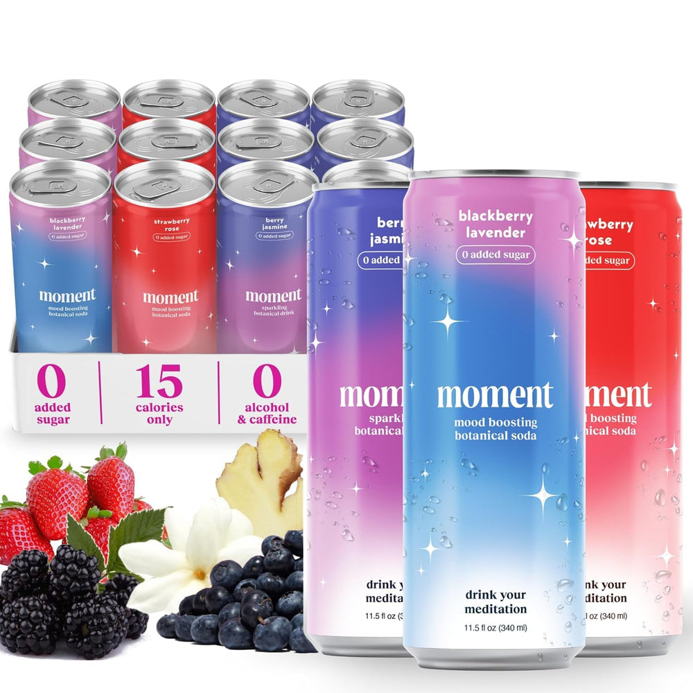 Drink Your Meditation Moment blackberry-lavender can – calm-focus with adaptogens.