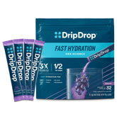 DripDrop grape hydration packets single-serve dissolving for on-the-go hydration