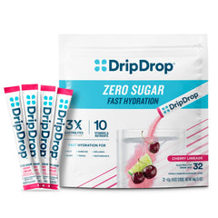 DripDrop sugar-free cherry limeade packets for convenient on-the-go hydration