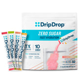 DripDrop lemon-lime sugar-free hydration packet for quick electrolyte replenishment.