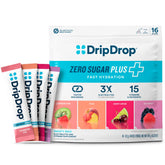 DripDrop Zero Sugar Plus sticks front for quick hydration on the go
