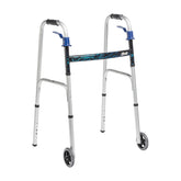 Drive Medical Trigger Release Folding Walker front view shows easy one-handed folding