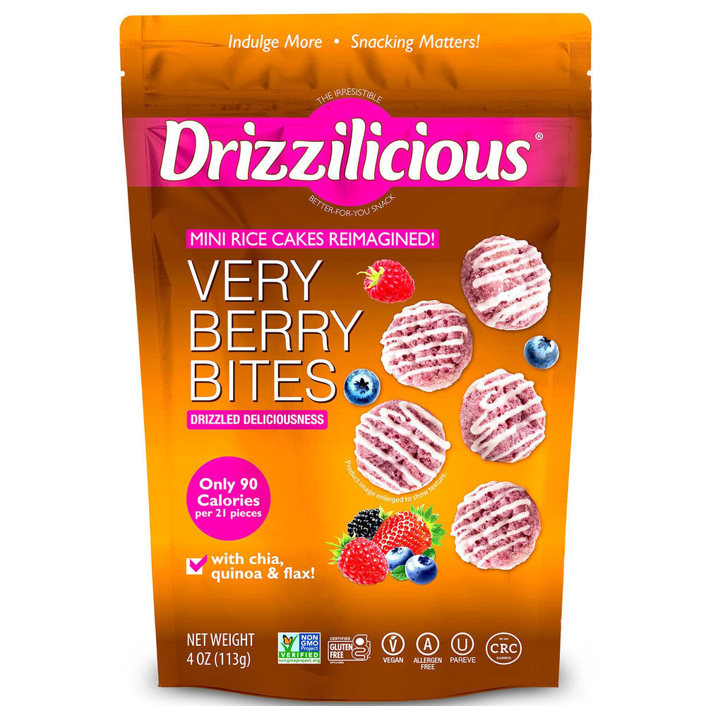 Drizzilicious Very Berry mini rice cakes pack — gluten-free and convenient