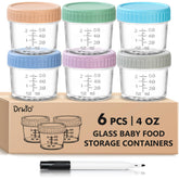 DRKIO glass jar with lids stores 4 oz portions safely.