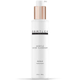 DRMTLGY Acne Cleanser bottle close-up showing an oil-free formula for clearer skin.